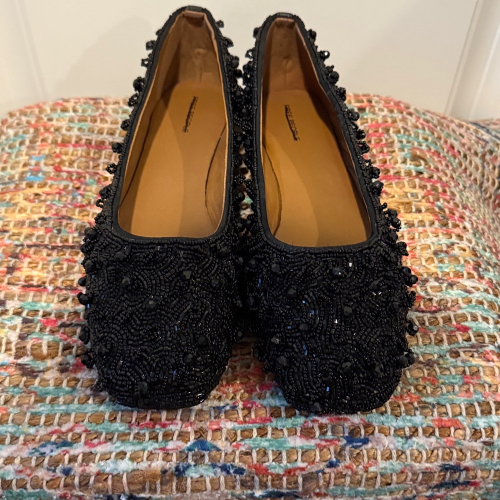 Free People black weekends out embellished ballet Flatts - Picture 2 of 5